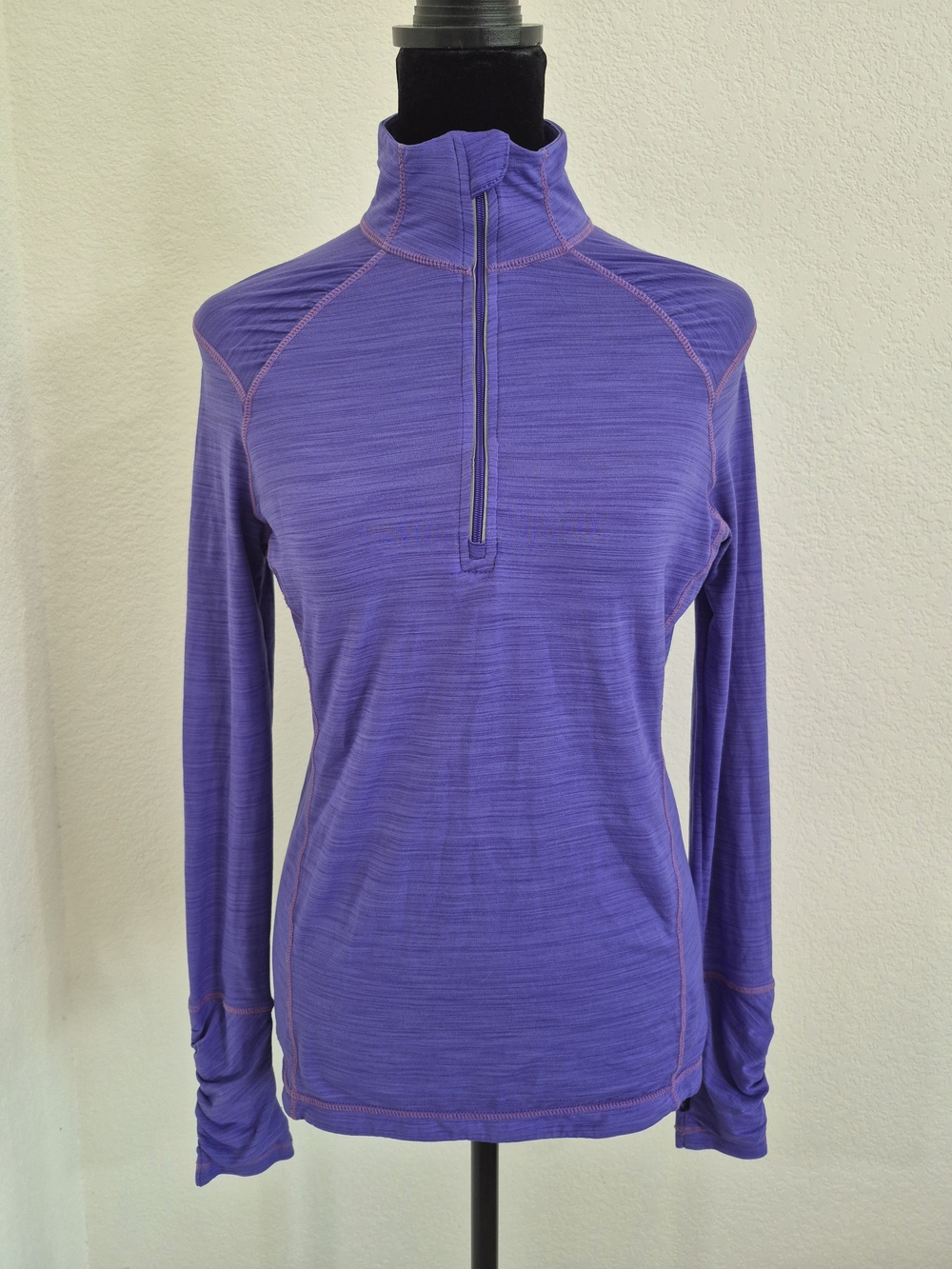 Kirkland Signature Womens Active 1/4 Zip Ruffled Pullover Purple Small Athletic